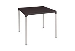 Bolero Tisch schwarz + Alufüßen 750x750x720mmh
